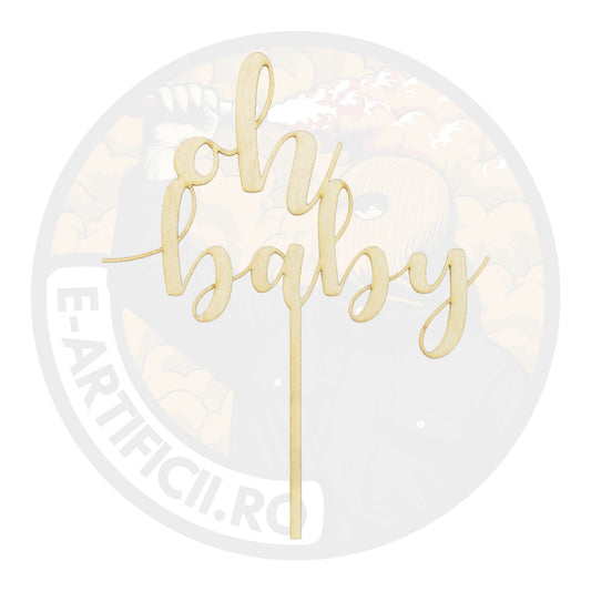 Topper Tort de Lemn Oh baby, 17cm