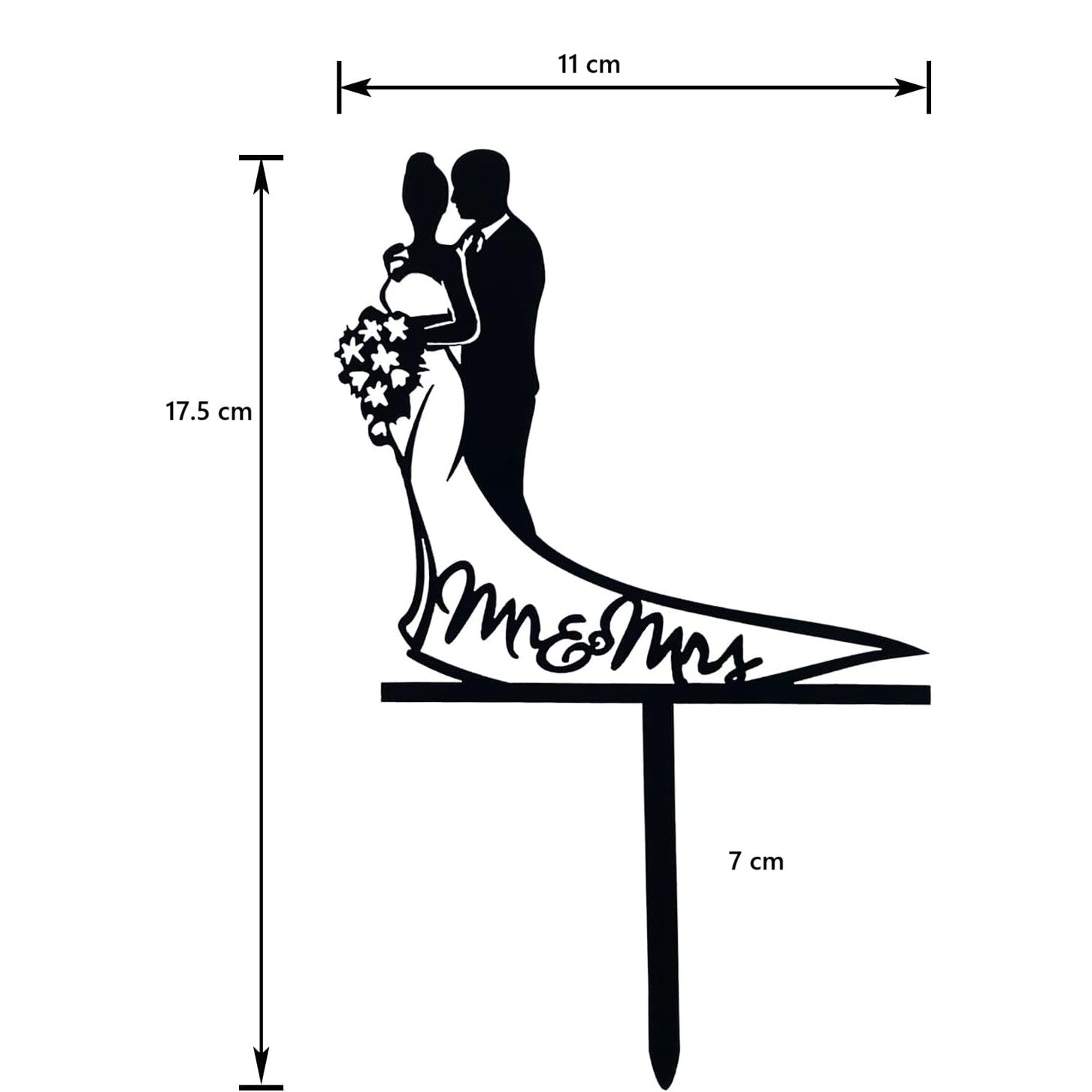Topper Tort, Klevo, Model 1 Mr&Mrs,  17.5 x 11 cm, Negru