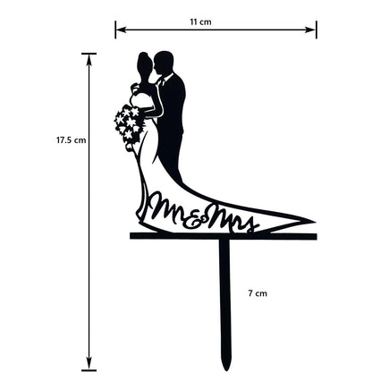 Topper Tort, Klevo, Model 1 Mr&Mrs,  17.5 x 11 cm, Negru
