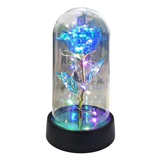Trandafir in Cupola, Klevo, cu Lumina Led Multicolora, Baterii, 8.5 x 15 cm, Albastru