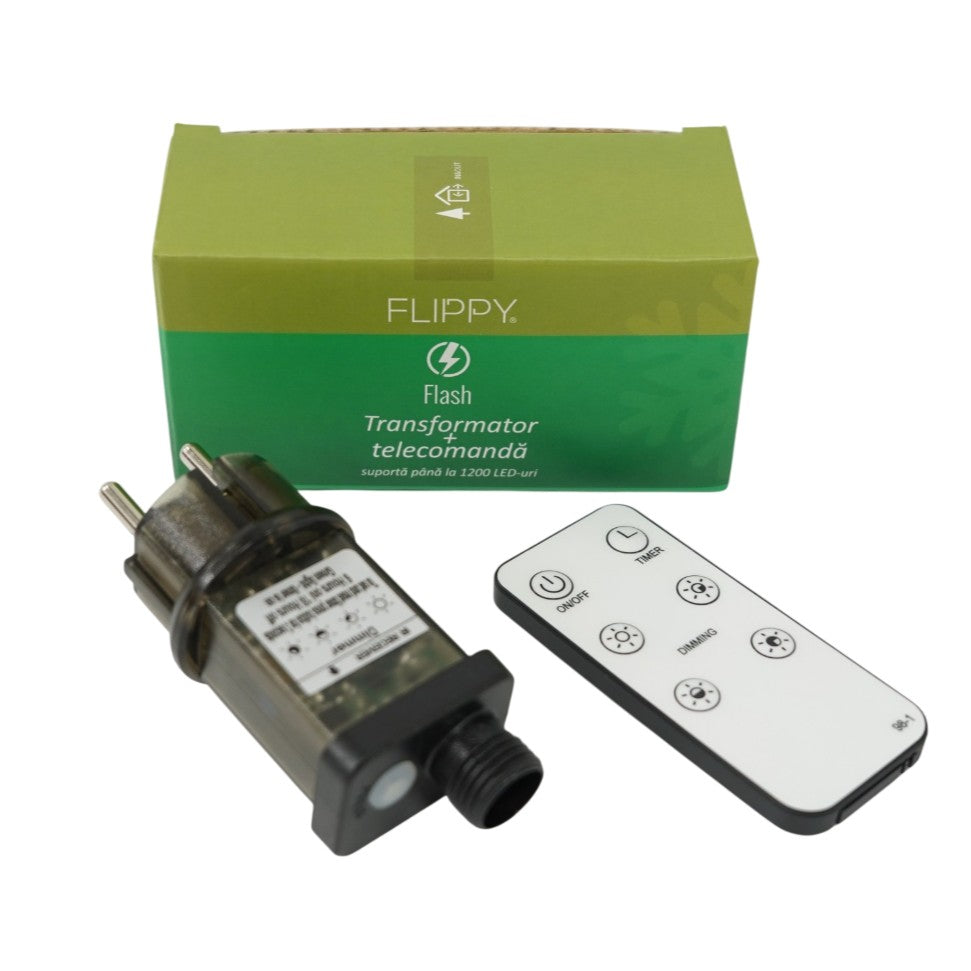 Transformator cu Telecomanda Inclusa, Klevo, Flash, pentru Instalatii Luminioase LED, Suporta pana la 1200 LED-uri, 31 v, Negru
