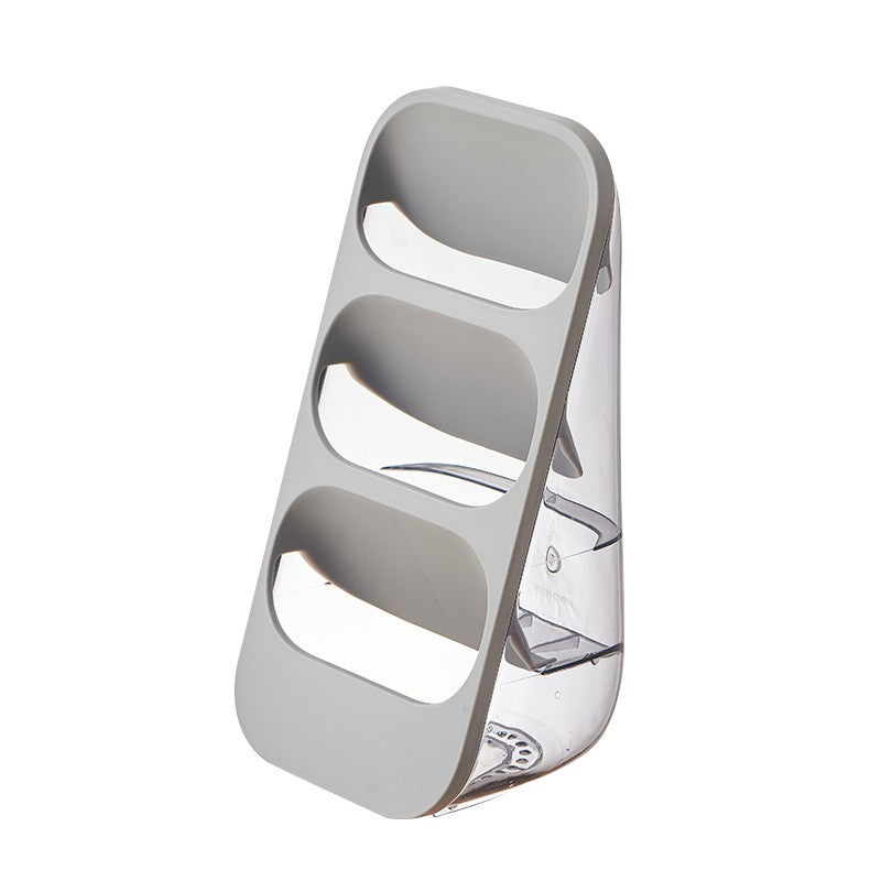 Suport - Organizator pentru Tacamuri, Klevo, 3 Compartimente, Suport pentru Cosmetica, Ustensile, Material PP Durabil, 33 x 16 x 15 cm Gri