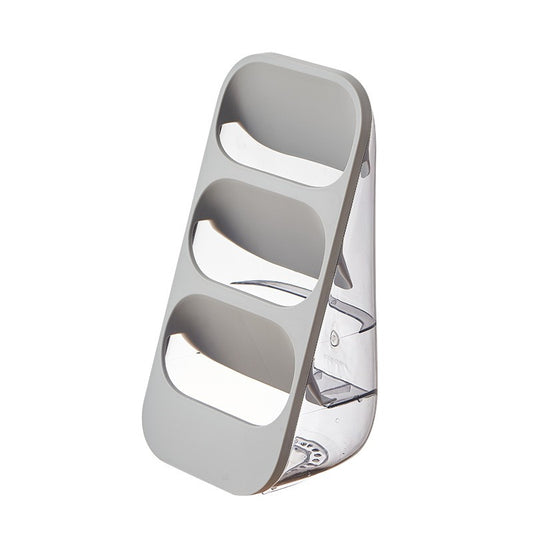 Suport - Organizator pentru Tacamuri, Klevo, 3 Compartimente, Suport pentru Cosmetica, Ustensile, Material PP Durabil, 33 x 16 x 15 cm Gri