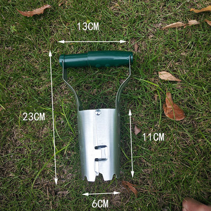 Transplantator Agricol Cilindric, Klevo, din Otel si Plastic, 6 cm Diametru, cu Maner Flexibil, 23 x 6 x 13 cm, Verde