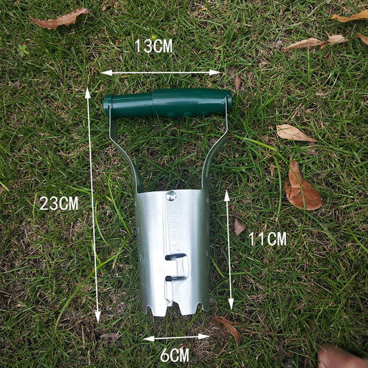 Transplantator Agricol Cilindric, Klevo, din Otel si Plastic, 6 cm Diametru, cu Maner Flexibil, 23 x 6 x 13 cm, Verde