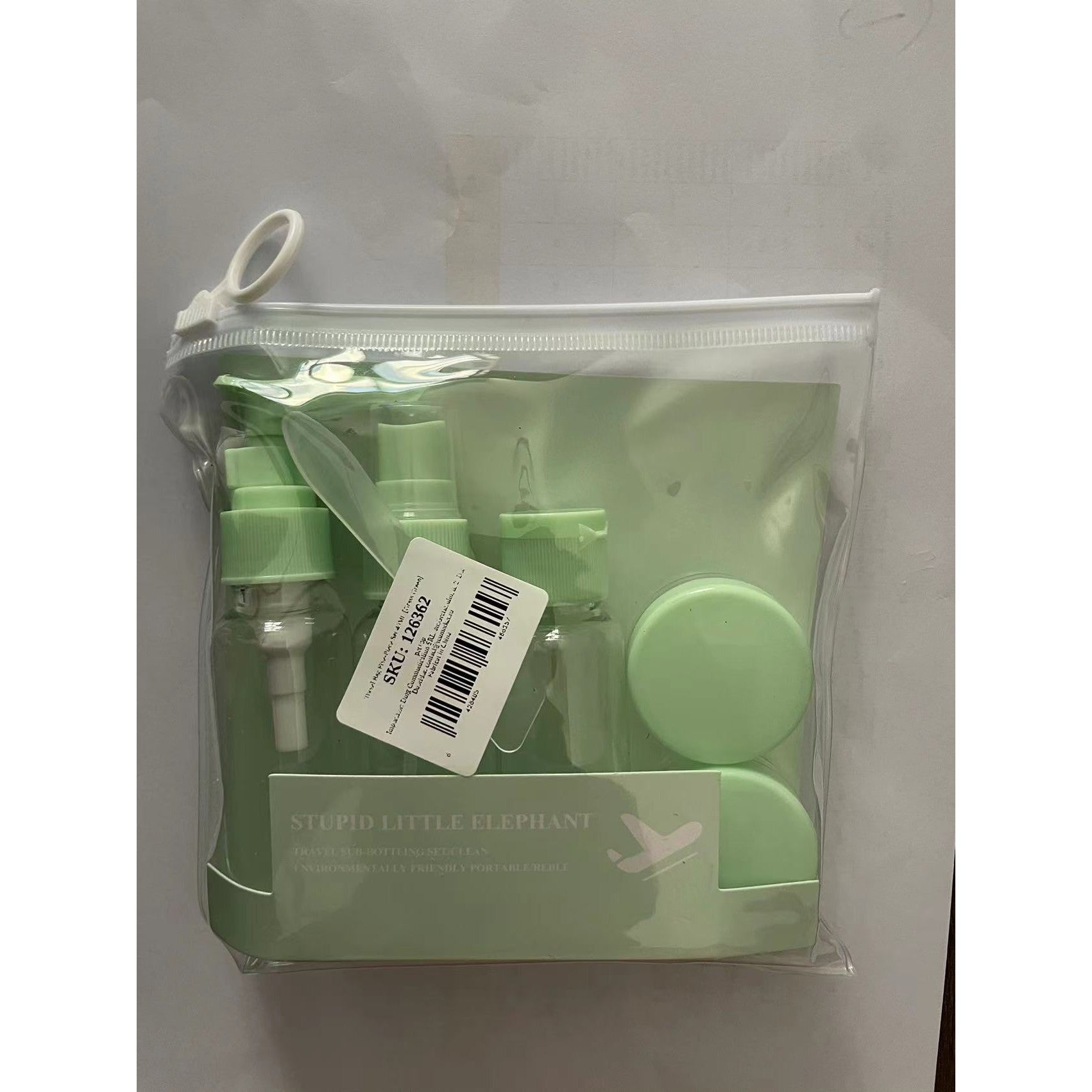 Set Recipiente pentru Cosmetice, Klevo, 5 Piese, cu Gentuta, pentru Calatorii, Reutilizabile, Verde, Material Plastic, 40 ml, 10g