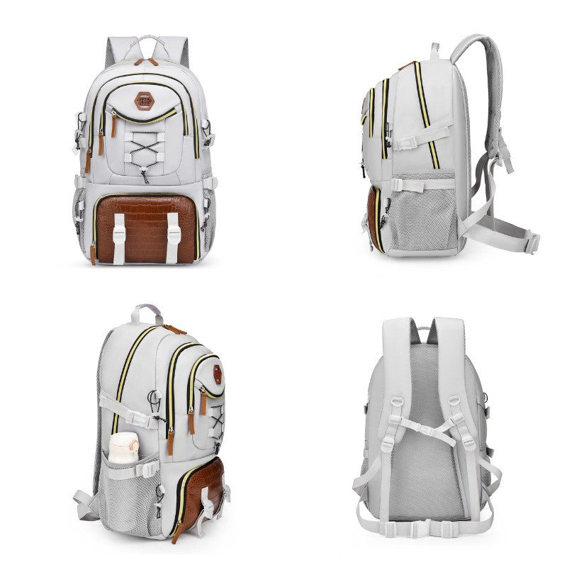 Rucsac Multifunctional pentru Calatorie, Klevo, pentru Alpinism, Voiaj, Drumetii, din Panza Oxford, 34x16x52 cm, Alb