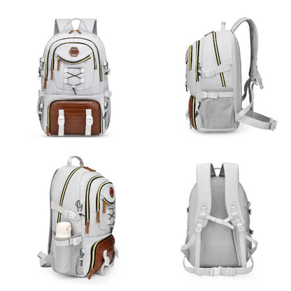 Rucsac Multifunctional pentru Calatorie, Klevo, pentru Alpinism, Voiaj, Drumetii, din Panza Oxford, 34x16x52 cm, Alb