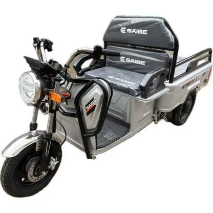 Triciclu Electric de Marfa XPB, Saige, Viteza Maxima 25 km/h, Motor 1600W, Baterie 60V/20Ah, Fara Permis, Mototricicleta Electrica de Transport, Gri