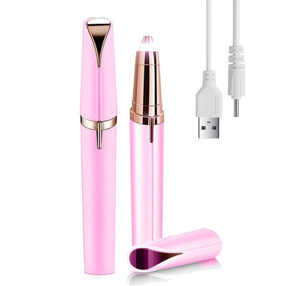 Trimmer Facial, Klevo, pentru Sprancene, Incarcare USB, 1.5 x 13 cm, din ABS, Roz