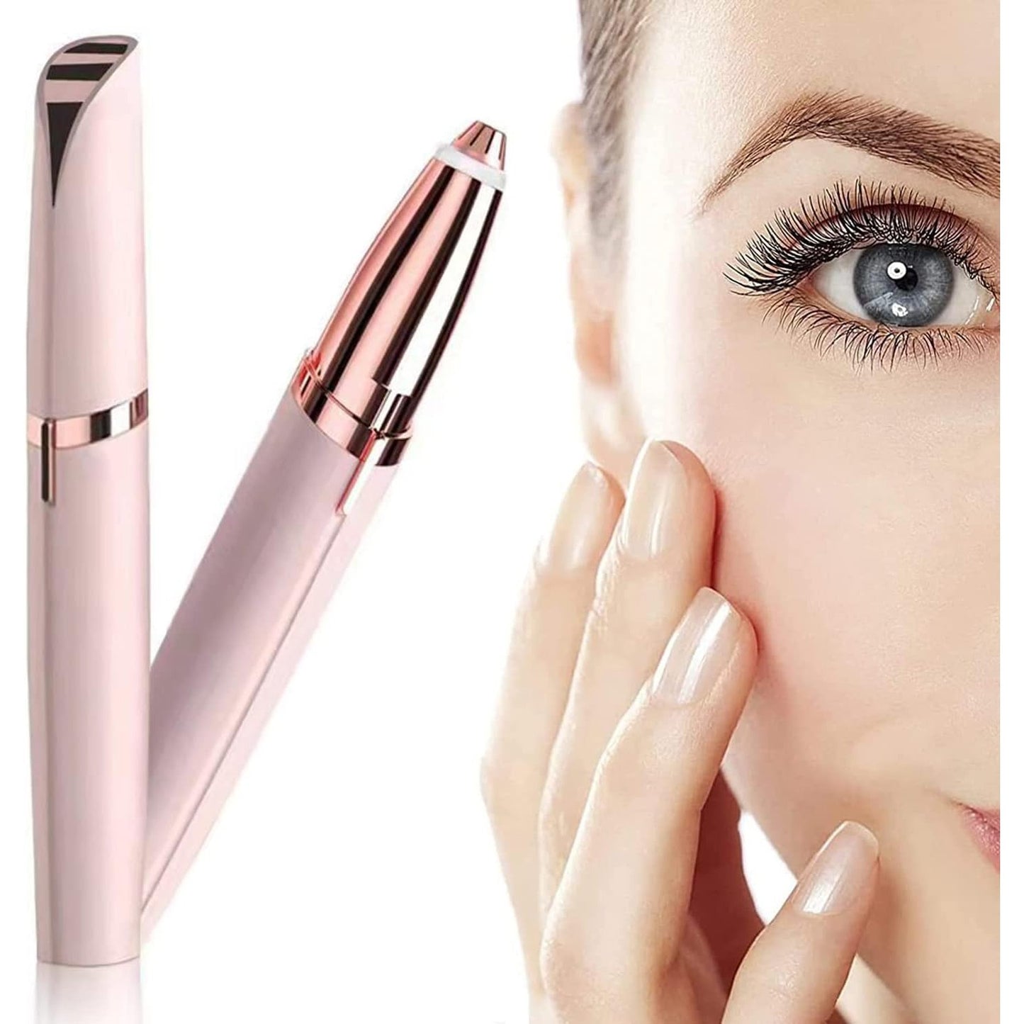 Trimmer Facial, Klevo, pentru Sprancene, Incarcare USB, 1.5 x 13 cm, din ABS, Roz Auriu
