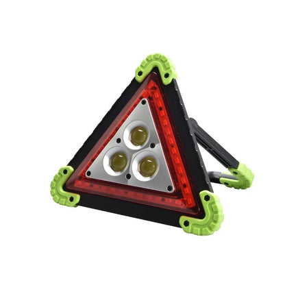 Triunghi Multifunctional de Avertizare, Klevo, Lanterna LED, Impermeabil IP65, 800 lm, 2 x AA, Functie Incarcare Telefon, USB si Micro USB, COB, Verde