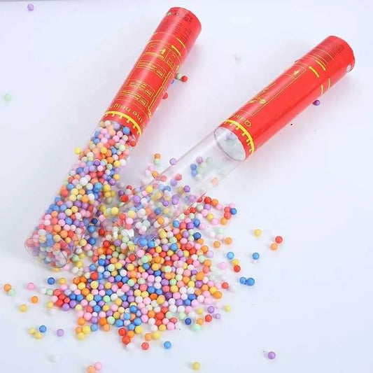 Tun de Confetti, 30 cm. Klevo, Model Bilute, Confetti din Polistiren, Ambalaj de Plastic, Multicolor