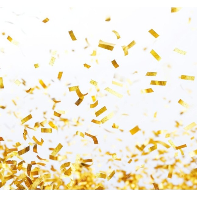 Tun Confetti, Klevo, Model Folie Aurie, 40 cm, Ambalaj din Carton, Eliberare prin Rasucire, Auriu