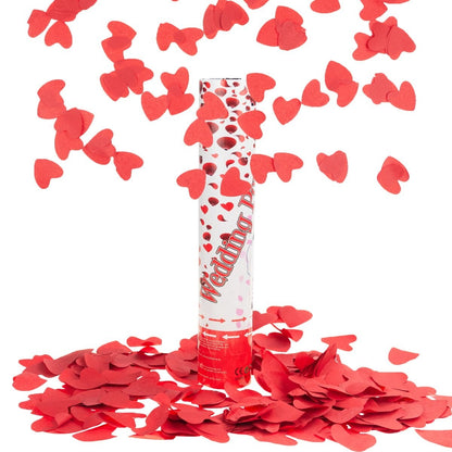 Tun Confetti, Klevo, Model Wedding Popper Inimi, 40 cm, Ambalaj din Carton, Eliberare prin Rasucire, Rosu