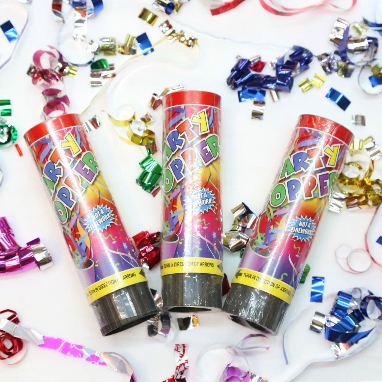 Tun de Confetti, Klevo, Party Popper 20 cm, Model Panglici din Folie, Multicolor