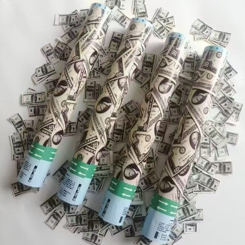 Tub de Confetti, Klevo, Money, 30x5 cm, Confetii Asortate Model Dolari, Eliberare prin Rasucire, Multicolor