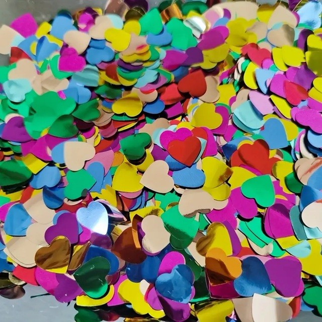 Tub de Confetti, Klevo, Party Popper, 20x5 cm, Confetii Inimioare din Aluminiu, Multicolor