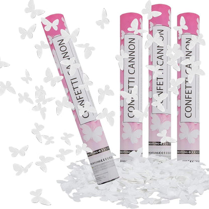 Tun de Confetti, Klevo, Confetti Cannon 40 cm, Model Fluturi din Hartie, Alb