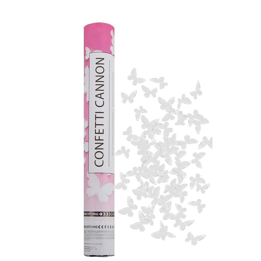 Tun de Confetti, Klevo, Confetti Cannon 40 cm, Model Fluturi din Hartie, Alb
