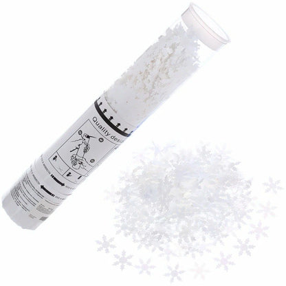 Tun de Confetti, Klevo, 30 cm, Model Fulgi de Zapada din Hartie, Ambalaj din PET, Alb