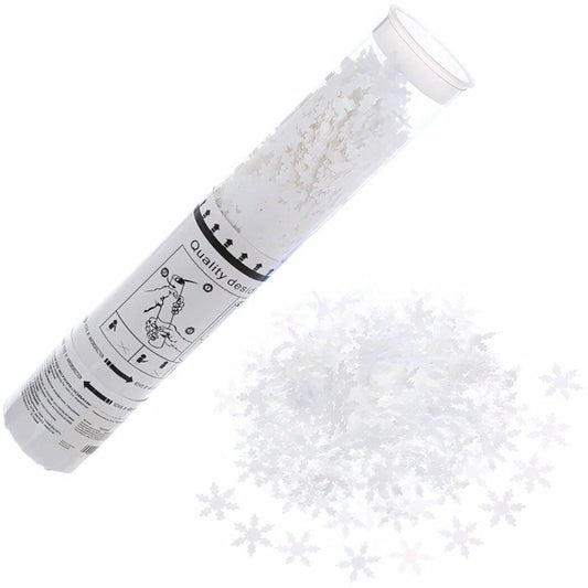 Tun de Confetti, Klevo, 30 cm, Model Fulgi de Zapada din Hartie, Ambalaj din PET, Alb