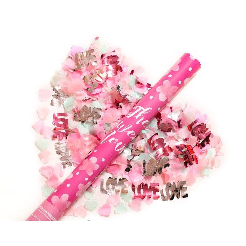 Tun Confetti, Klevo, Confetti Inimioare si Mesaj Love, 40 x 5 cm, Roz Alb