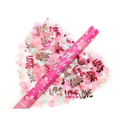 Tun Confetti, Klevo, Confetti Inimioare si Mesaj Love, 40 x 5 cm, Roz Alb