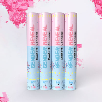Tun Confetti, Klevo, Model Gender Reveal, Confetti Cannons, 40 cm, Ambalaj din Carton, Eliberare prin Rasucire, Roz