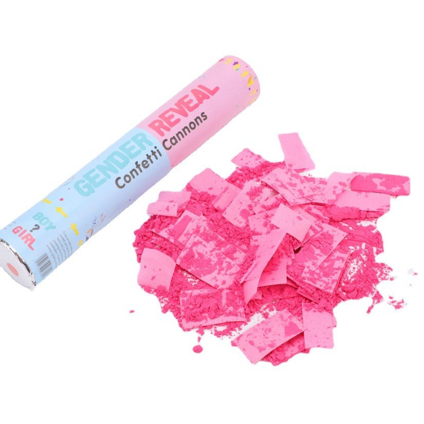 Tun Confetti, Klevo, Model Gender Reveal, Confetti Cannons, 40 cm, Ambalaj din Carton, Eliberare prin Rasucire, Roz
