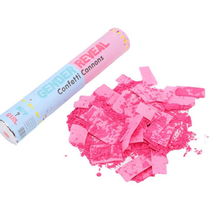 Tun Confetti, Klevo, Model Gender Reveal, Confetti Cannons, 40 cm, Ambalaj din Carton, Eliberare prin Rasucire, Roz