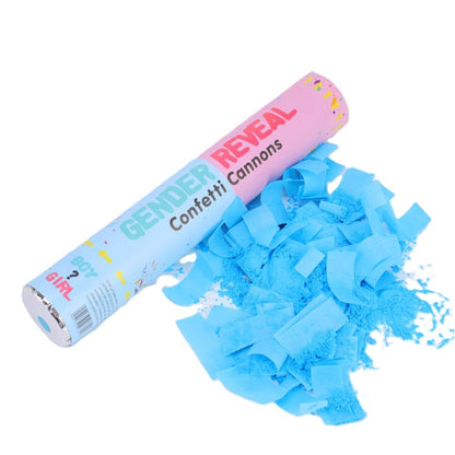 Tun Confetti, Klevo, Model Gender Reveal, Confetti Cannons, 40 cm, Ambalaj din Carton, Eliberare prin Rasucire, Albastru