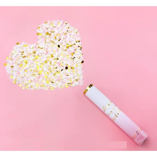 Tun Confetti Petrecere, Klevo, Lungime 30 cm, Alb/Auriu