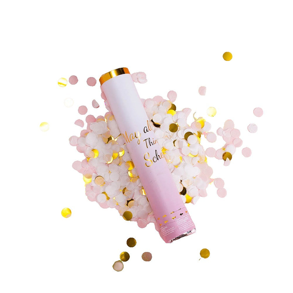 Tun Confetti Petrecere, Klevo, Lungime 30 cm, Alb/Auriu