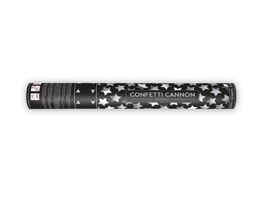 Tun de confetti cu stele, argintiu, 40cm