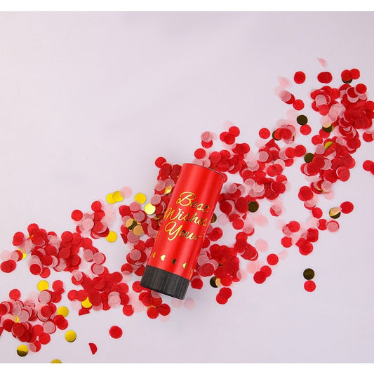 Tun de Confetti, Klevo, Best Wishes 11 x 4 cm, Model Buline din Hartie si Folie, Rosu