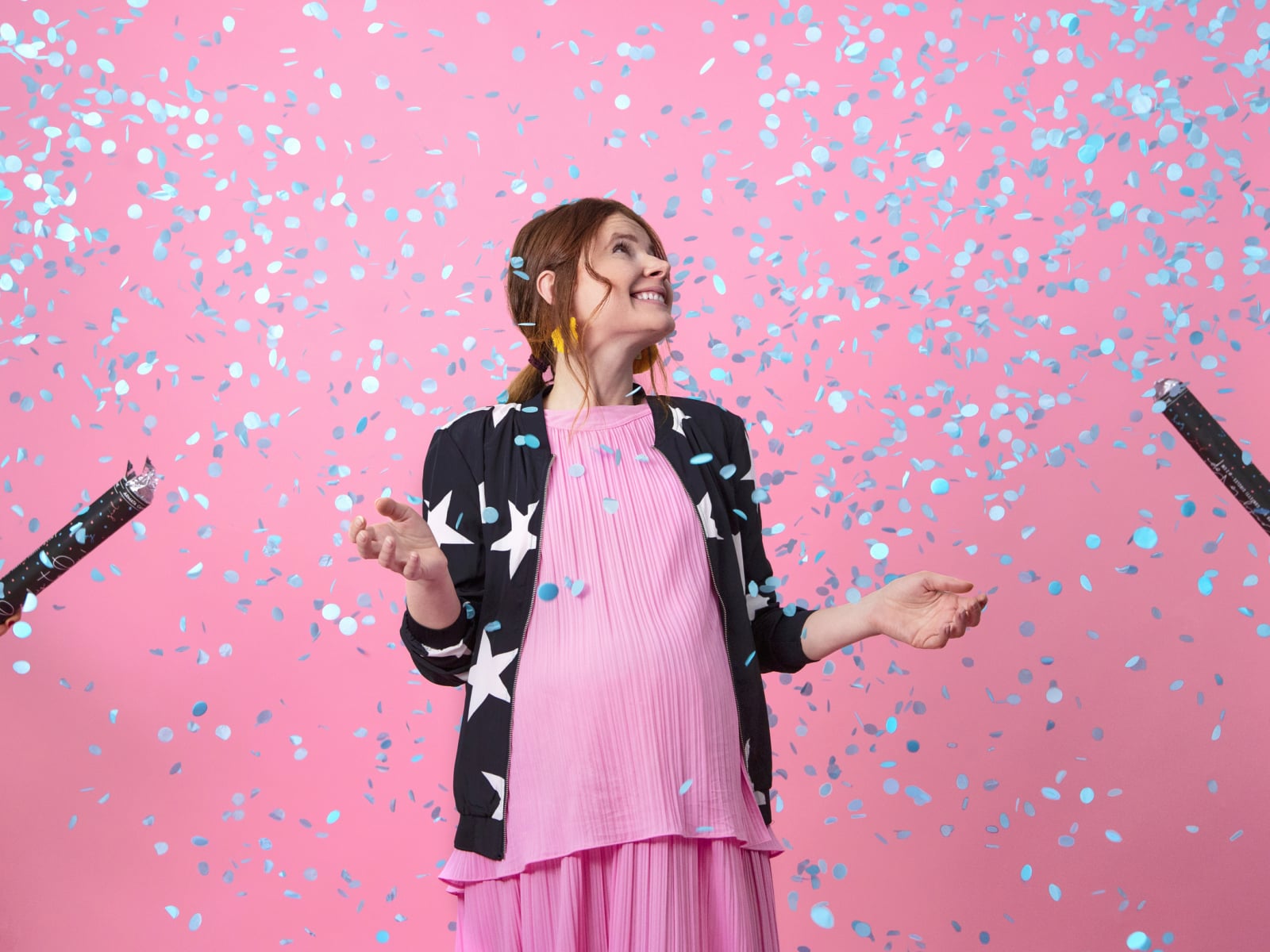 Tun de confetti pentru dezvăluirea genului copilului - Ready to Pop, albastru, 60cm