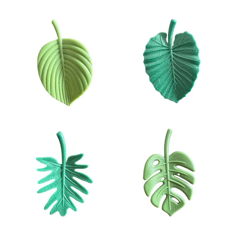 Set 4 Magneti de Frigider, Klevo, Model Frunze, din ABS si Magnet, Verde