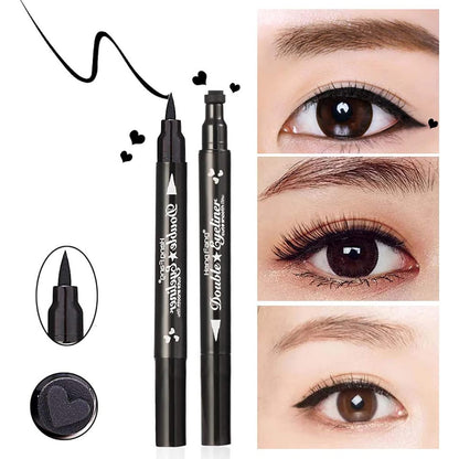 Tus Lichid pentru Ochi, Klevo, 2 Capete, Eyeliner si Stampila Inima, Pentru Ochi si Corp, 50 g, Rezistent la Apa, 12.7 x 3 cm, Negru