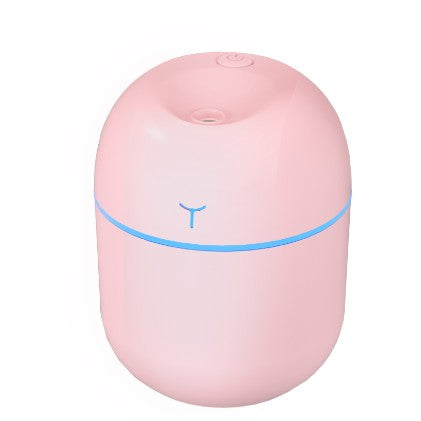 Mini Umidificator Portabil, Klevo, 2 Moduri, Aromaterapie, Silentios, Lumina Ambientala, Incarcare USB, 220 ml, 8 x 8 x 10.3 cm, Roz