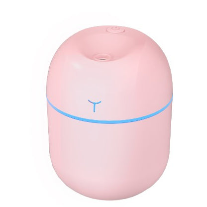 Mini Umidificator Portabil, Klevo, 2 Moduri, Aromaterapie, Silentios, Lumina Ambientala, Incarcare USB, 220 ml, 8 x 8 x 10.3 cm, Roz