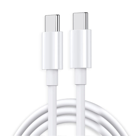 Cablu de Date pentru Telefon, Klevo, Cablu TYPE-C to TYPE-C Universal, Compatibil cu iOS si Android, Power Delivery 65W 130 cupru, 1 M, Simplu, Alb