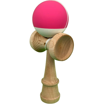 Kendama X Originala, Profesionala, Klevo, din Lemn, 18 cm, Rubber Grip, Roz inchis/Alb