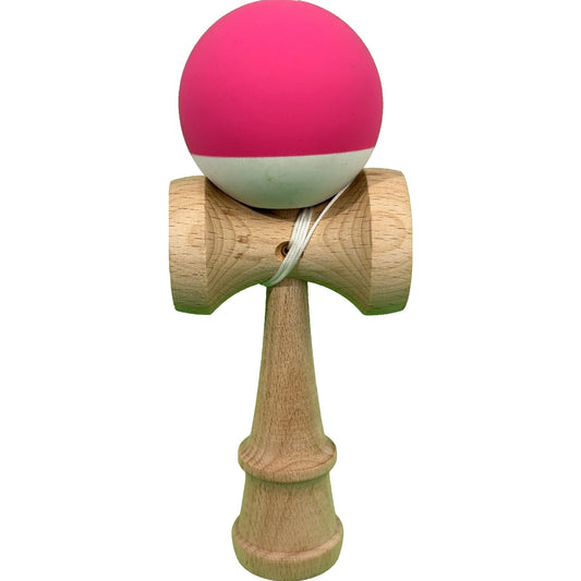 Kendama X Originala, Profesionala, Klevo, din Lemn, 18 cm, Rubber Grip, Roz inchis/Alb