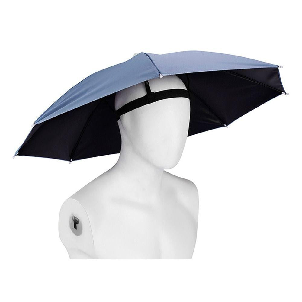 Umbrela de Cap, Klevo, Diametru 69 cm, Banda Elastica de Cap, Protectie UV/Ploaie, Albastru Ceata