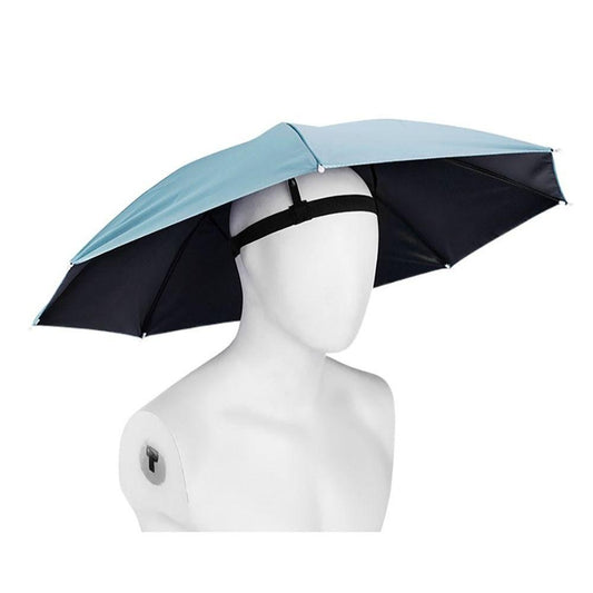 Umbrela de Cap, Klevo, Diametru 69 cm, Banda Elastica de Cap, Protectie UV/Ploaie, Albastru Deschis