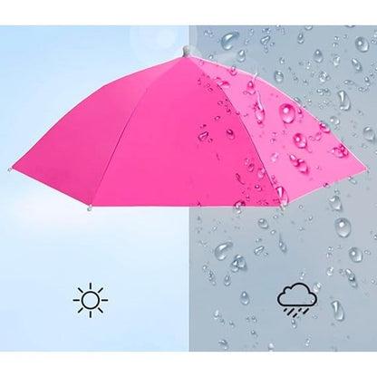 Umbrela de Cap, Klevo, Diametru 69 cm, Banda Elastica de Cap, Protectie UV/Ploaie, Fucsia