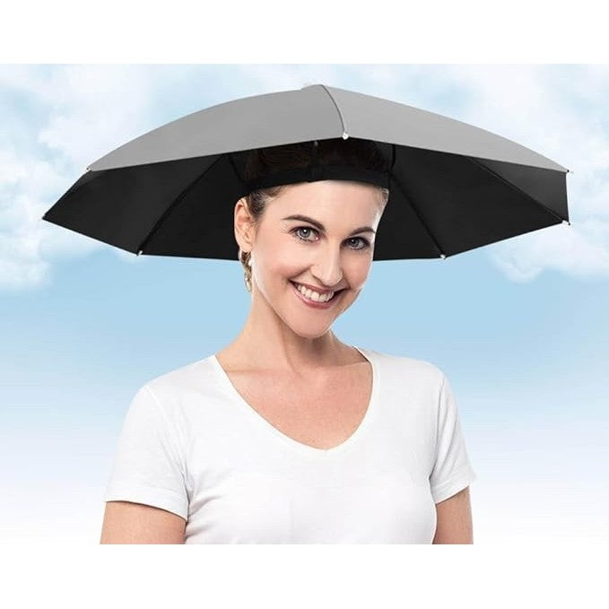 Umbrela de Cap, Klevo, Diametru 69 cm, Banda Elastica de Cap, Protectie UV/Ploaie, Gri