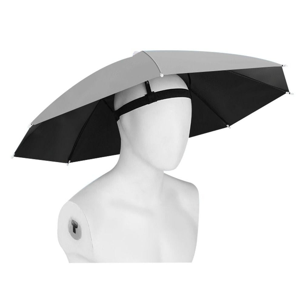 Umbrela de Cap, Klevo, Diametru 69 cm, Banda Elastica de Cap, Protectie UV/Ploaie, Gri