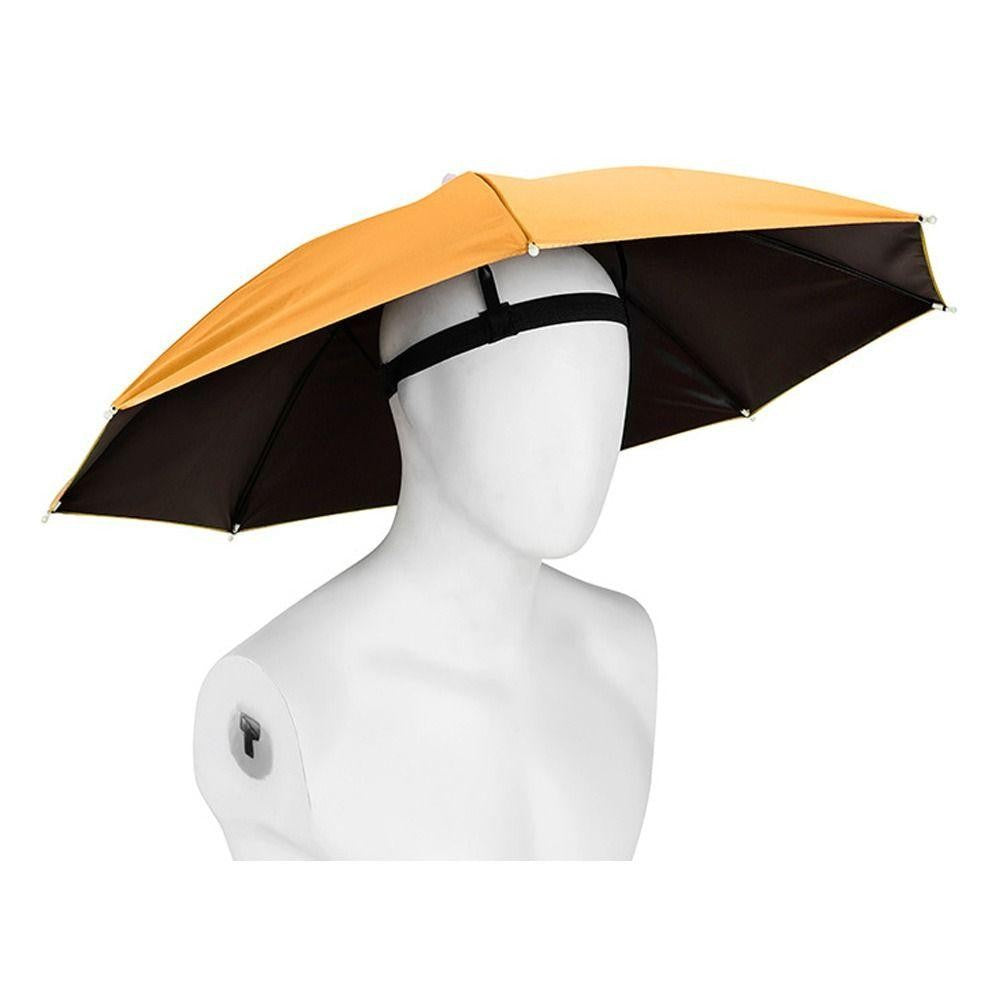 Umbrela de Cap, Klevo, Diametru 69 cm, Banda Elastica de Cap, Protectie UV/Ploaie, Portocaliu